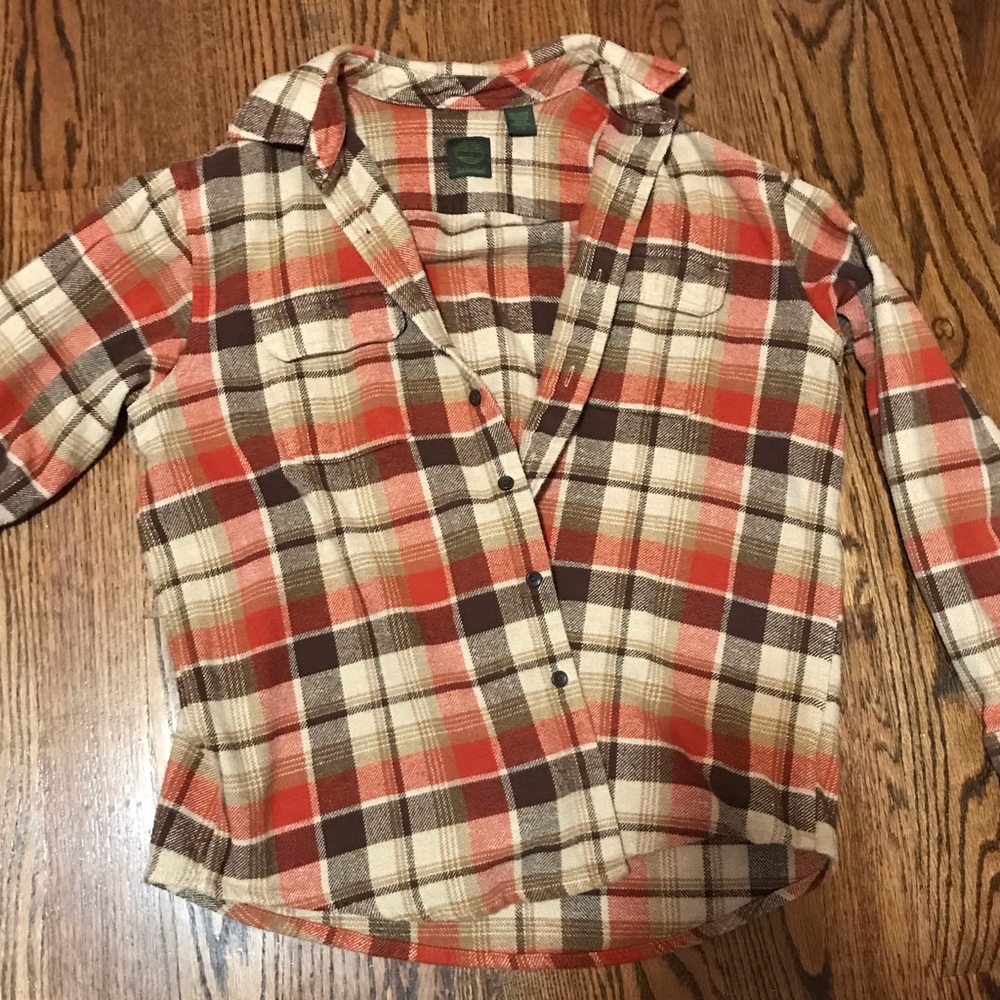 TIMBERLAND plaid Mens size L flannel button down shirt